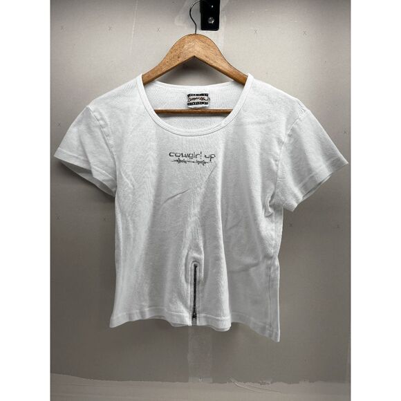 Vintage Cowgirl Up Cowgirl Up Baby Tee Front Zip Made in USA Size Large - Picture 1 of 5